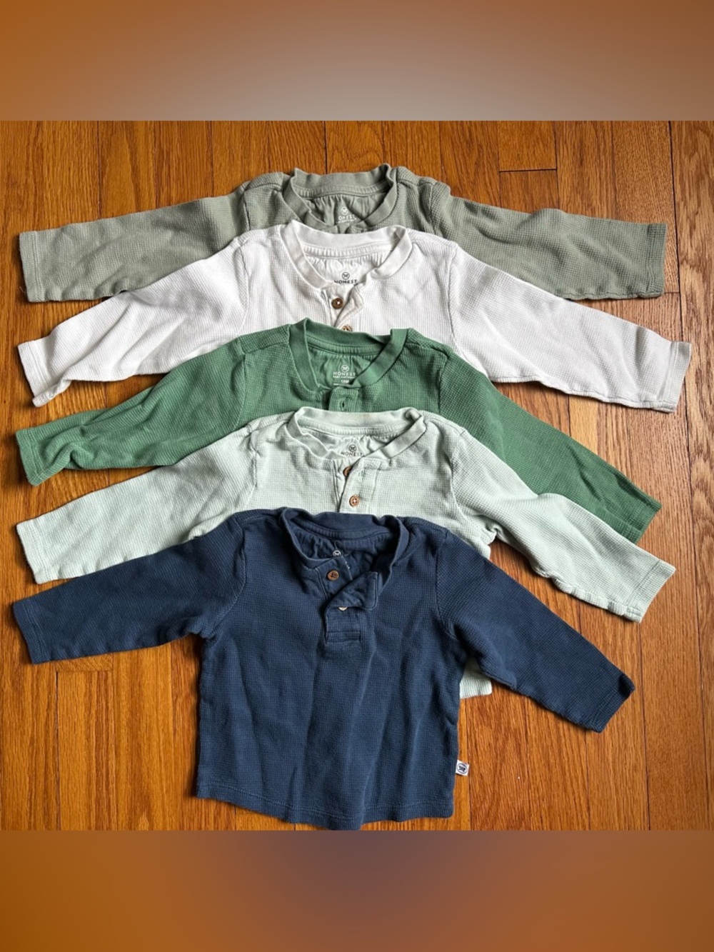 The Honest Company Long-Sleeve Waffle Henleys - Navy, Olive, Sage, Mint, White